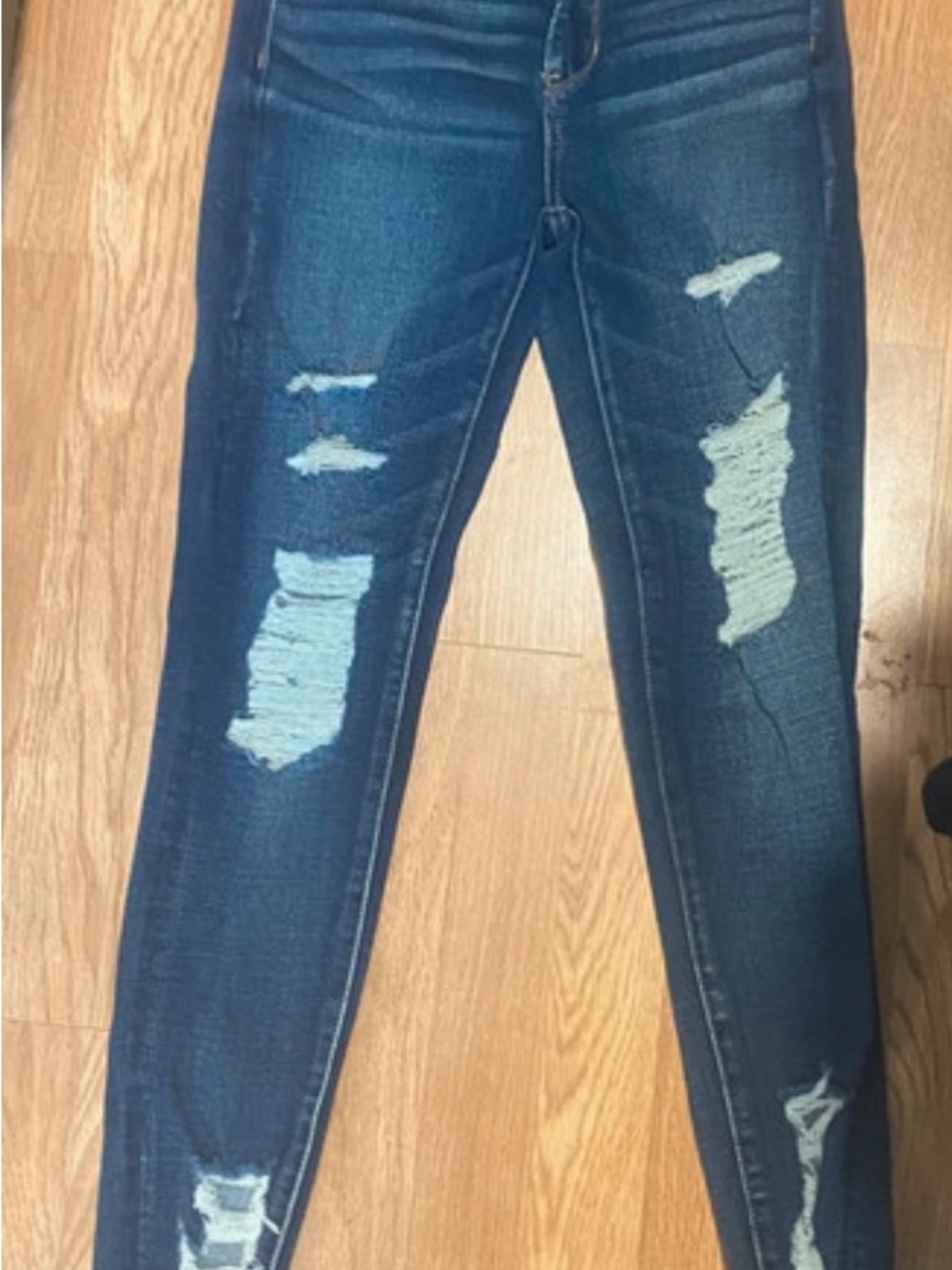 American Eagle Outfitters Dark Blue Distressed Skinny Jeans